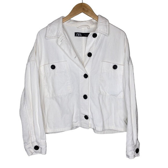 Zara white outlet corduroy jacket