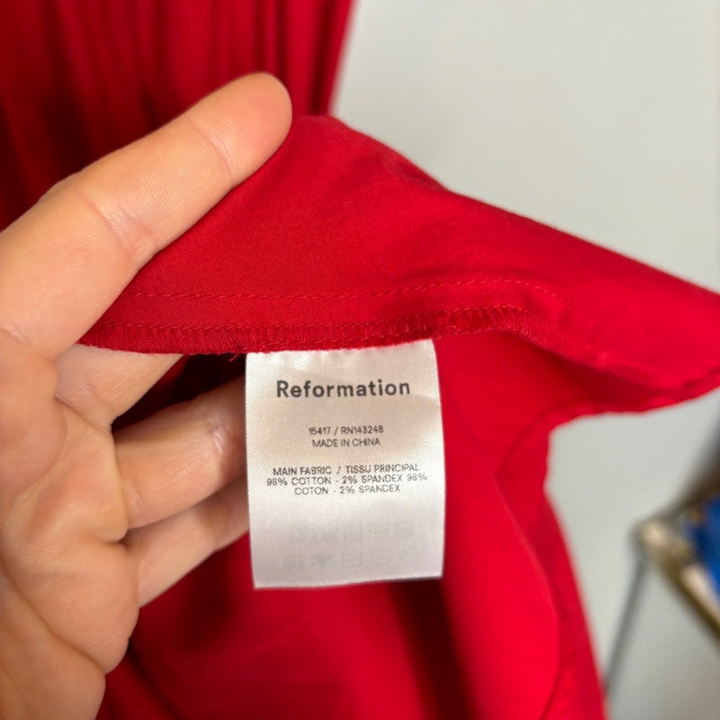 Reformation Rachelle Puffed-Sleeve Organic Cotton Dress