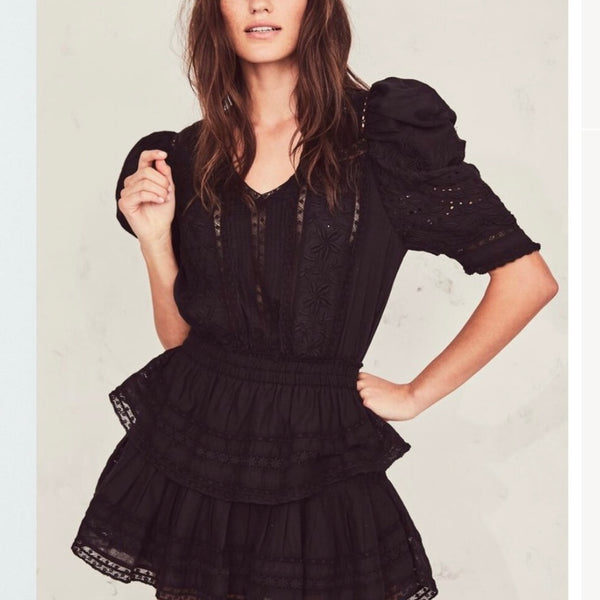 Loveshackfancy Black Marissa Mini Dress