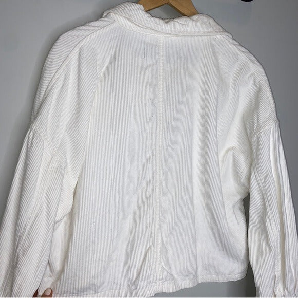 Zara White Corduroy Cropped Jacket