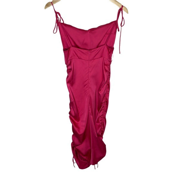 NWT Revolve Superdown Cora Ruched Mini Dress - Hot Pink Sz XS