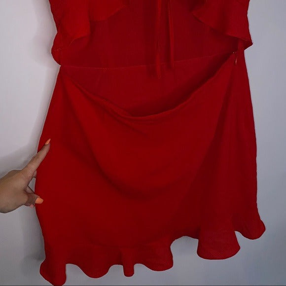 Superdown Mia Ruffle Tie Dress in Red