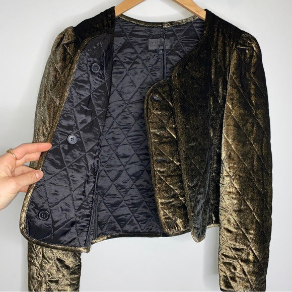 NWT Nili Lotan Vienna Gold Quilted Silk Blend Jacket