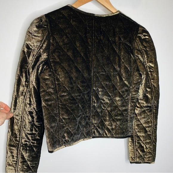 NWT Nili Lotan Vienna Gold Quilted Silk Blend Jacket