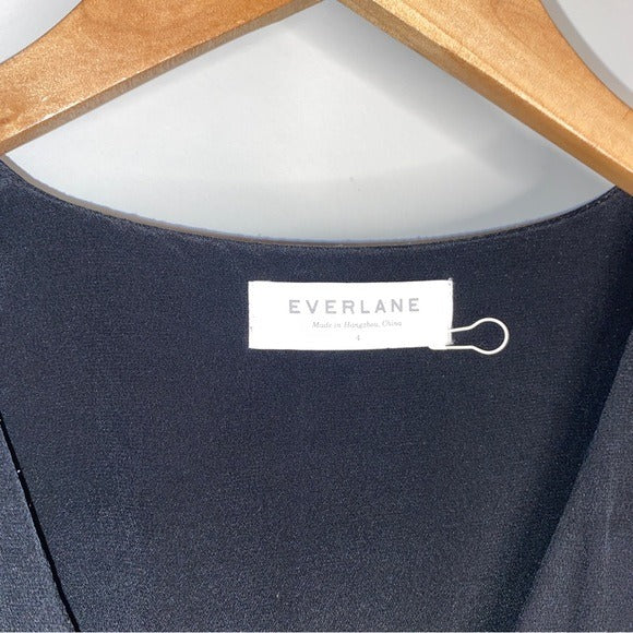 Everlane The Double-Lined Silk V-Neck Tank Black