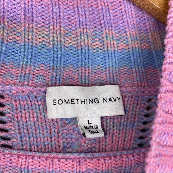 Something Navy Ruffle Mock Neck Sweater
