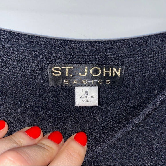 St. John Vintage Wool Black Stretch Ankle Crop Wool Pants