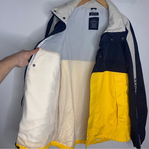 Nautica NS-83 Color Block Utility Hooded Full Zip Jacket