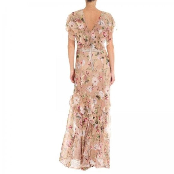 Alice + Olivia Cassidy Ruffled Floral-Print Silk-Georgette Maxi Dress 0