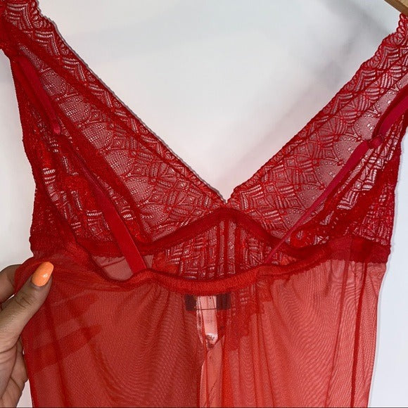 NWT Cosabella Red Lace V Neck Teddy Onesie