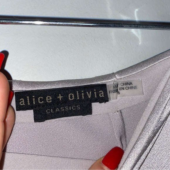 Alice + Olivia Silver Maeve Midi Length Slip Skirt
