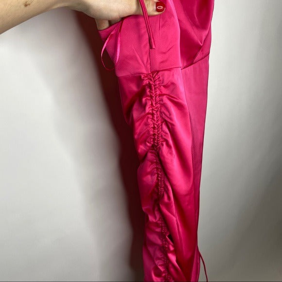 NWT Revolve Superdown Cora Ruched Mini Dress - Hot Pink Sz XS